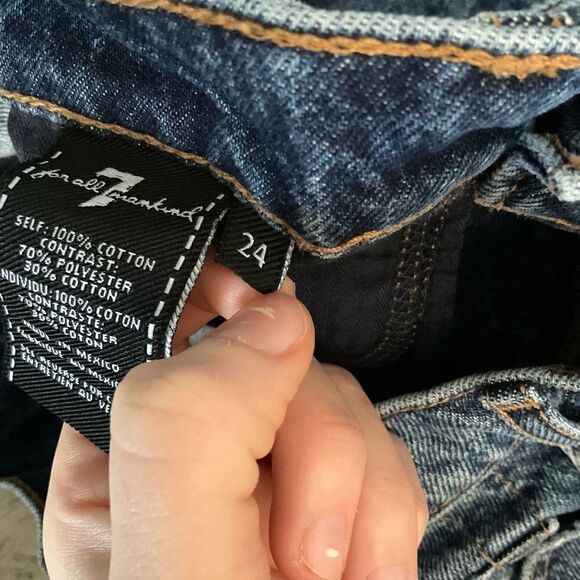 7 For All Mankind Denim Mini Skirt Jean Skirt Medium Wash Distressed Size 24 - Picture 6 of 7